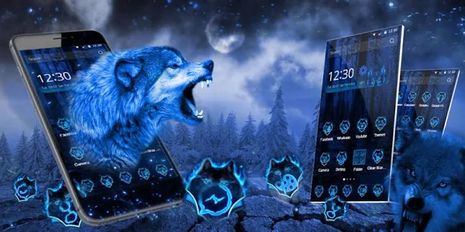 Скачать Тема 3D Neon Vivid Wolf (Полная версия) на Андроид